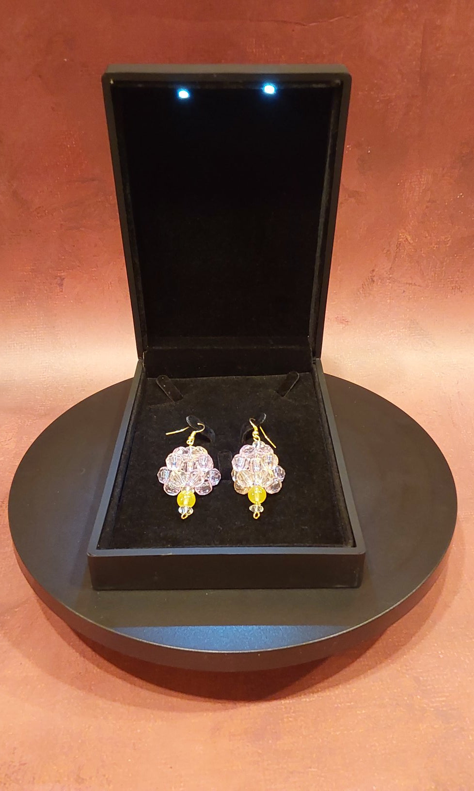 Pink and Gold Grape Clusters Necklace and Earrings Set