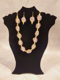 Pink and Gold Grape Clusters Necklace and Earrings Set