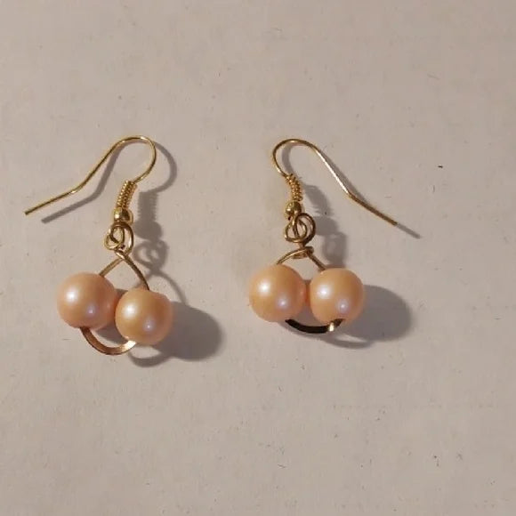 Elegant Peach and Gold Drop Earrings