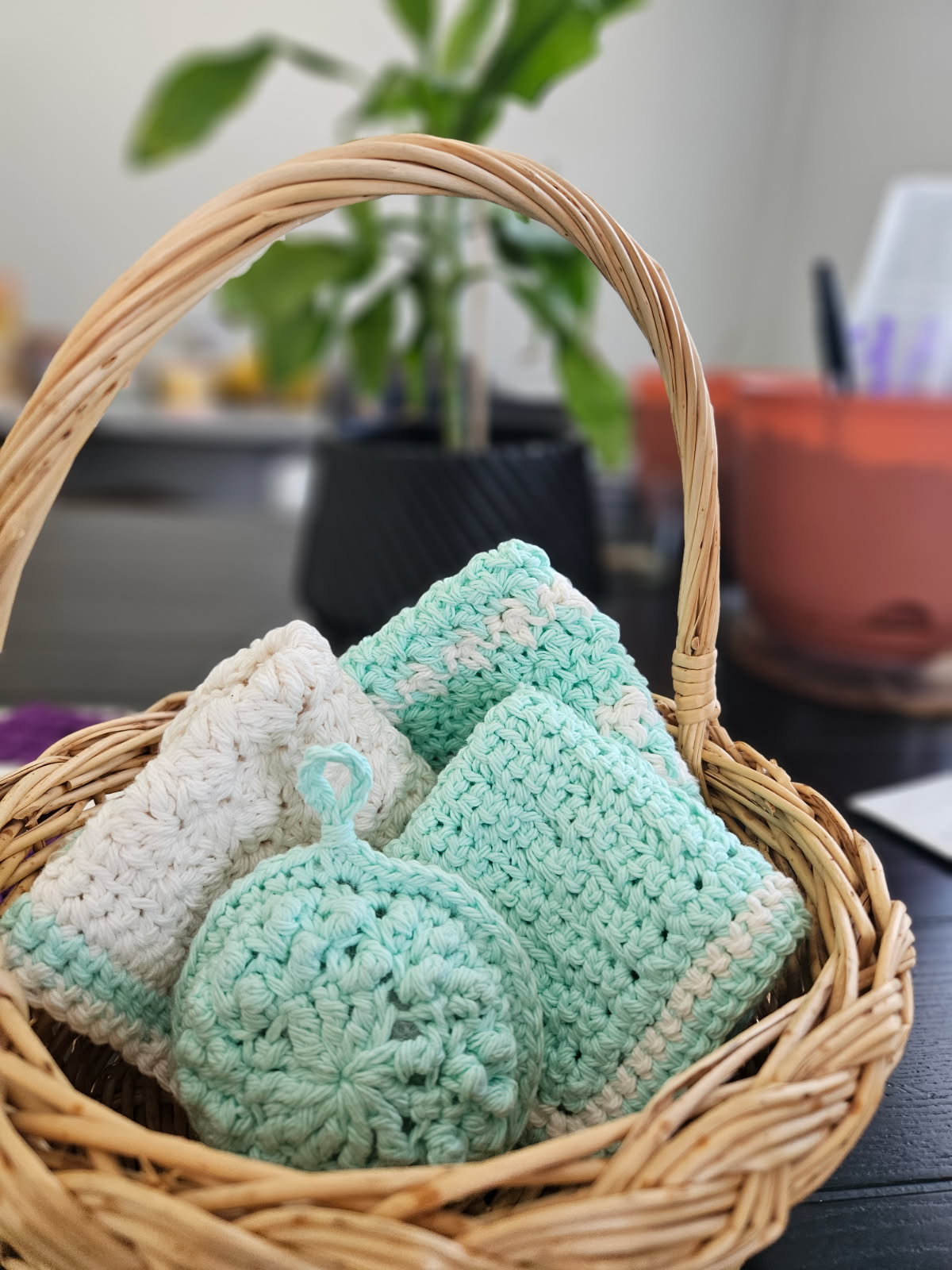 Teal White Kitchen Towels Set